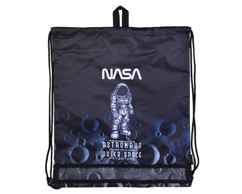 Сумка для сменной обуви "NASA" 40x47 см, водоотталкивающая ткань, на веревочной завязке, с вставкой из пластиковой сетки для вентиляции, с петлей для повеса и переноски