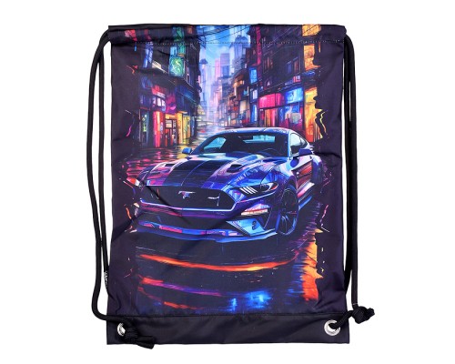 Сумка для сменной обуви и спортивных секций "Label. Tokyo Drift" 33x46 см, плотный износостойкий полиэстер с водоотталкивающей пропиткой, большой передний карман на молнии, аппликация из каучука, на веревочной завязке, с 2-мя ручками для повеса 