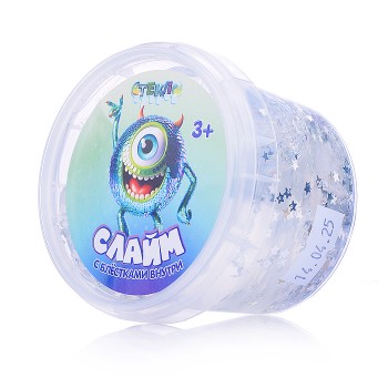 Слайм "Стекло" с блёстками - звезды, 90 гр