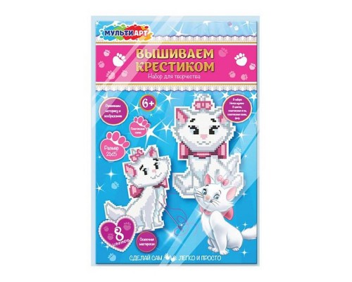 Вышивка на пластиковой канве "Кошечка мари"