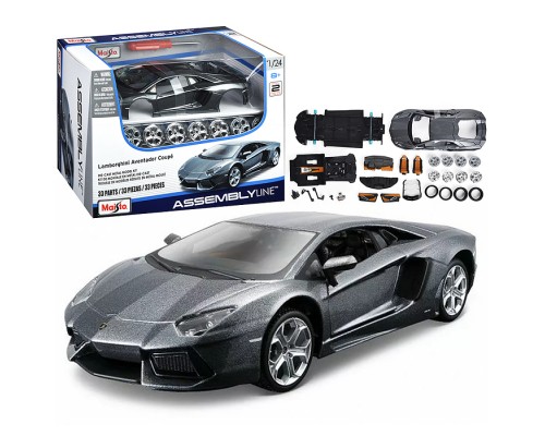 DIY машинка с отверткой die-cast Lamborghini Aventador LP 700-4, 1:24, серая