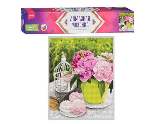 Алмазная мозаика 40*50 см (полное заполнение) "Сладости и пионы"