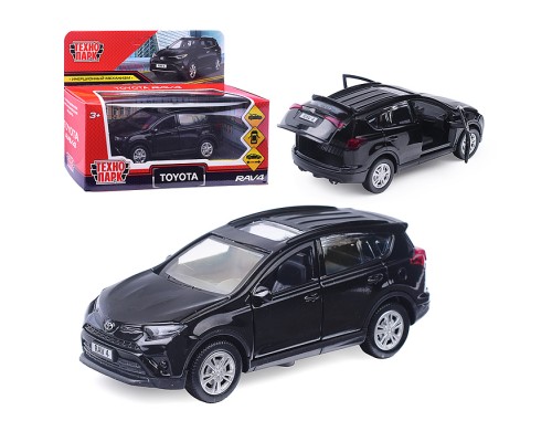 Машина металл Toyota Rav4 12 см, (двери, багажн, черный) инерц., в коробке