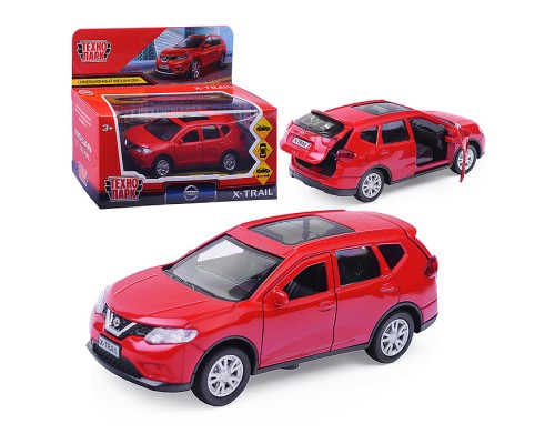 Машина металл Nissan X-TRAIL 12 см, (двери, багаж, красный) инерц., в коробке