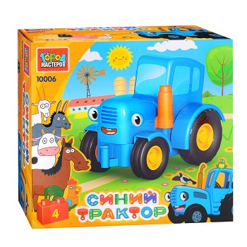 Конструктор большие кубики: Синий трактор, 4 дет.