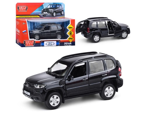 Машина металл LADA NIVA travel 12 см, (двери, черный метталлик) инерц., в коробке