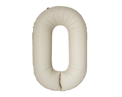 Шар (40''/102 см) Цифра, 0 Slim, Кремовый Латте, Матовый, 1 шт. в уп.