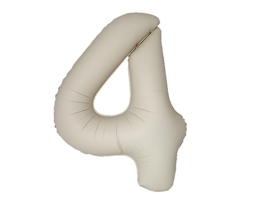 Шар (40''/102 см) Цифра, 4 Slim, Кремовый Латте, Матовый, 1 шт. в уп.