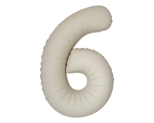 Шар (40''/102 см) Цифра, 6 Slim, Кремовый Латте, Матовый, 1 шт. в уп.