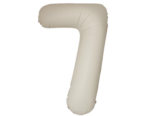Шар (40''/102 см) Цифра, 7 Slim, Кремовый Латте, Матовый, 1 шт. в уп.