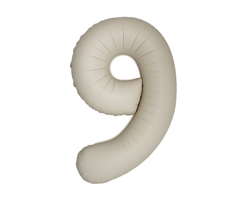 Шар (40''/102 см) Цифра, 9 Slim, Кремовый Латте, Матовый, 1 шт. в уп.