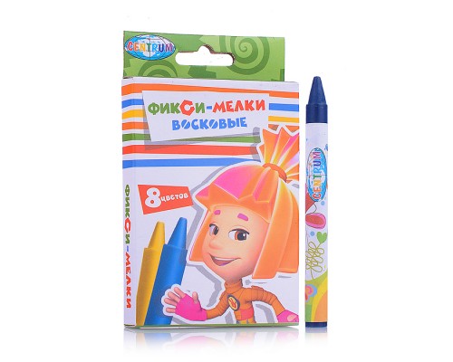 Мелки восковые, 8 цветов. Фиксики.