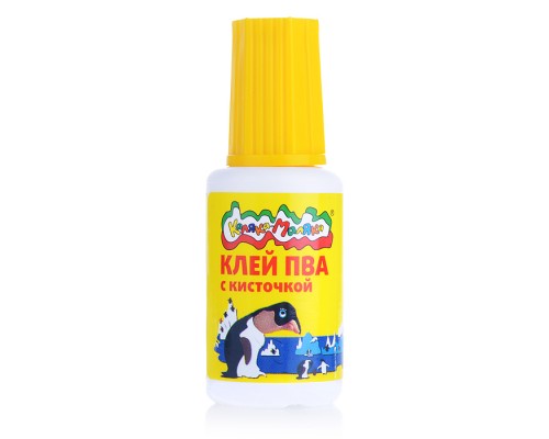 Клей ПВА 20 г с кисточкой канцелярский детский