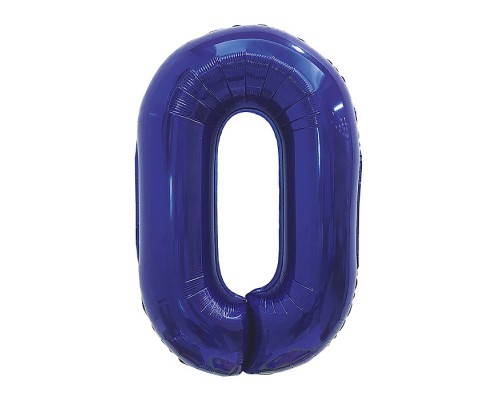 Шар (32''/81 см) Цифра, 0, Темно-синий, 1 шт. в уп.
