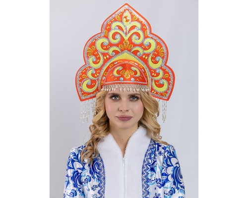Кокошник "Русская Красавица" красный