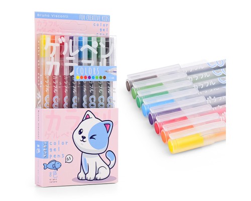 Набор гелевых ручек "Colors. Kawaii animals" 0.5 мм, 8 цветов