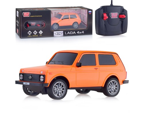 Машина р/у LADA 4x4 18 см, (свет, оран,) в коробке
