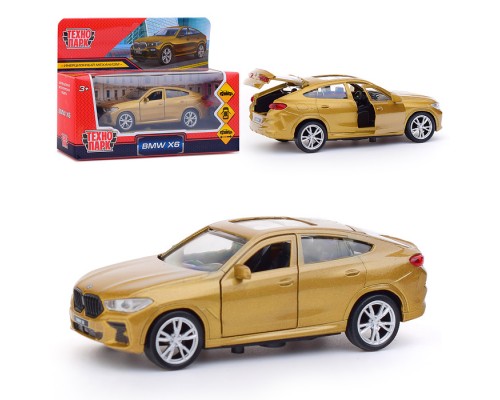 Машина металл BMW X6, 12 см, (откр.,двери, багаж, бежевый) инер, в коробке