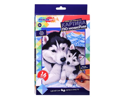 Холст по номерам на картоне "Хаски"