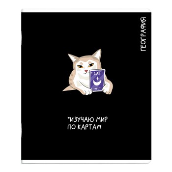 Тетрадь предметная 48 л., А5+ клетка «Коты мемы» География