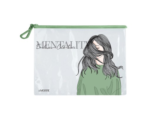 Папка на молнии "Mentality" A4 (335x242 мм) прозрачный ПВХ 280 мкм с дизайном, текстильная молния