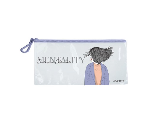 Папка на молнии "Mentality" DL (235x108 мм) прозрачный ПВХ 280 мкм с дизайном, текстильная молния