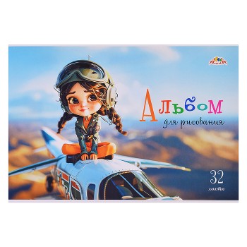 Альбом для рисования 32л. "Девочка пилот"