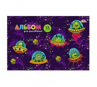 Альбом для рисования 12л. "Инопланетные гонки" цв. мелов.карт.обл.