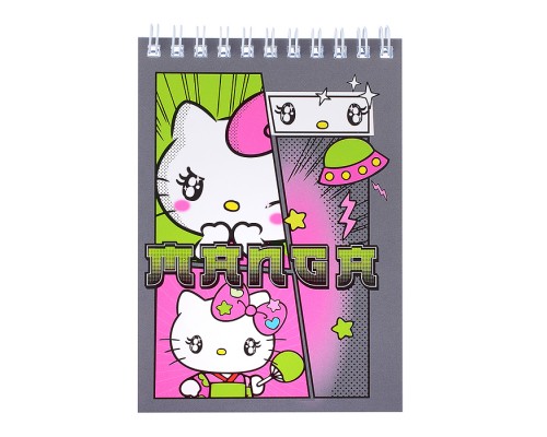 Блокнот Hello Kitty Manga, формат А6, 60 листов, на гребне, целлюлозный картон