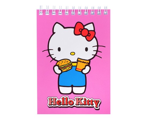 Блокнот Hello Kitty еда, формат А6, 60 листов, на гребне, целлюлозный картон