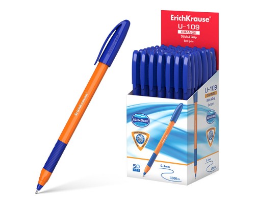 Ручка шариковая U-109 Orange Stick&Grip 1.0, Ultra Glide Technology, цвет чернил синий