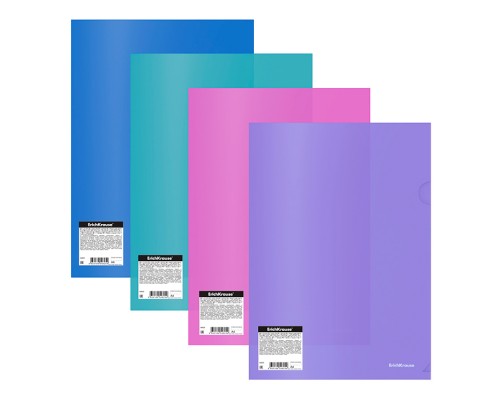 ТОП Папка-уголок пластиковая Glossy Vivid, A4, полупрозрачный, ассорти
