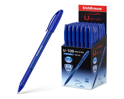 Ручка шариковая ErichKrause® U-109 Original Stick&Grip 1.0, Ultra Glide Technology, цвет чернил синий