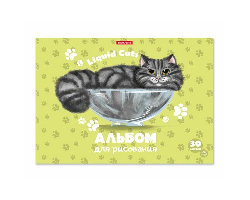 Альбом для рисования 30 л. "Жидкие коты" А4, на клею