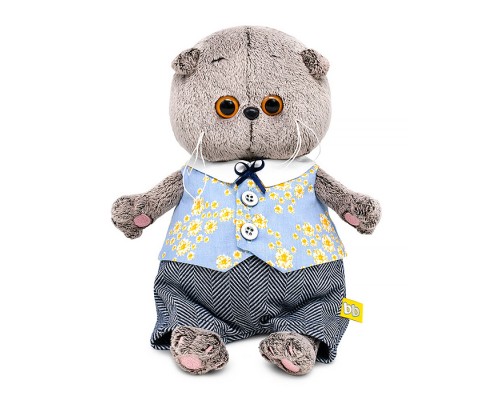 Кот Басик BABY в жилете в цветочек и брючках