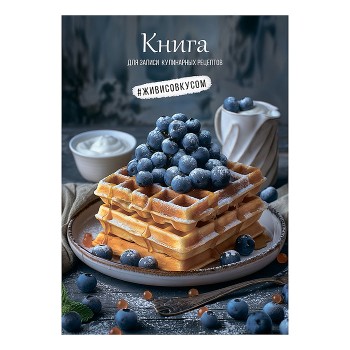 Книга для записи кулиных рецептов А5, 80л. "Вафли с черникой"
