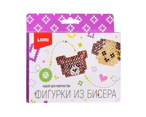 Фигурка из бисера "Медвежонок, щенок"
