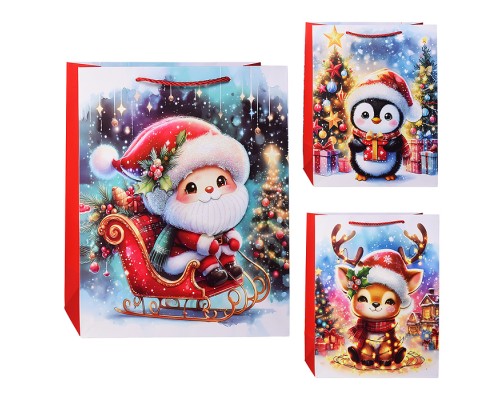 Пакет подарочный "Новогодние приключения" 26*32*12 см.