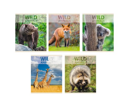 Тетрадь 96л. А5, клетка "Wild animals" скрепка