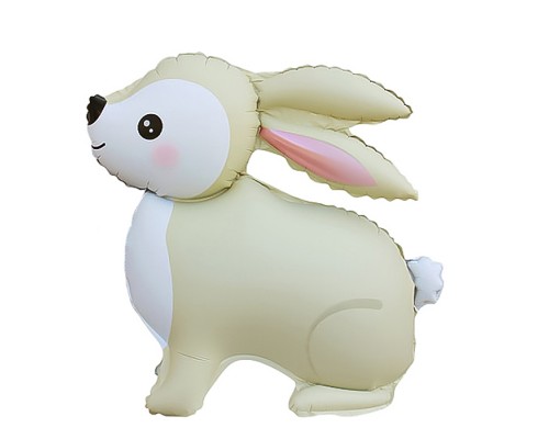 Шар 3D (24''/61 см) Фигура, Лесной Зайка, Кремовый, Сатин, 1 шт. в уп.