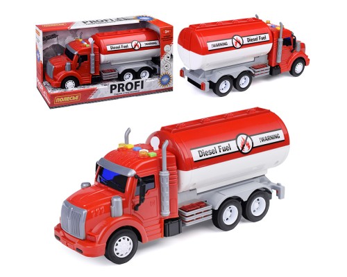 Автомобиль с цистерной "Профи" инерционный (со светом и звуком) красный
