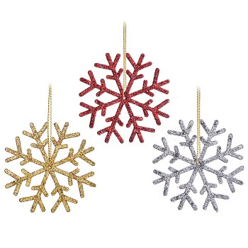 Набор новогодних украшений "Разноцветные снежинки" (3шт х 6см)