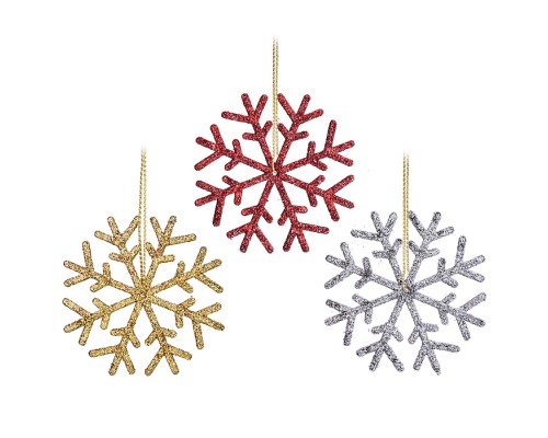 Набор новогодних украшений "Разноцветные снежинки" (3шт х 6см)