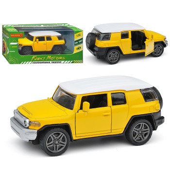 Жёлтая инерционная машинка Внедорожник  die-cast,1:32, открывающиеся двери