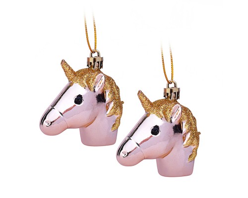 Набор новогодних украшений "Голова единорога" (2шт х 6,5см)