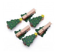 Набор новогодних украшений "Ёлочки-прищепки" (6шт х 4см)