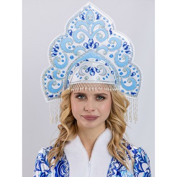 Кокошник "Русская Красавица" бело-голубой