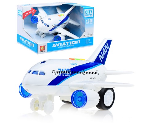 Самолет "Авиация" 1:200 (свет,звук) на батарейках, в коробке