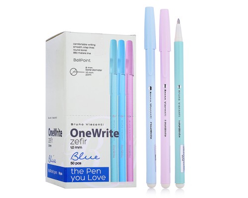 Ручка "OneWrite Zefir" шариковая 1.0 мм, синяя (3 цвета)