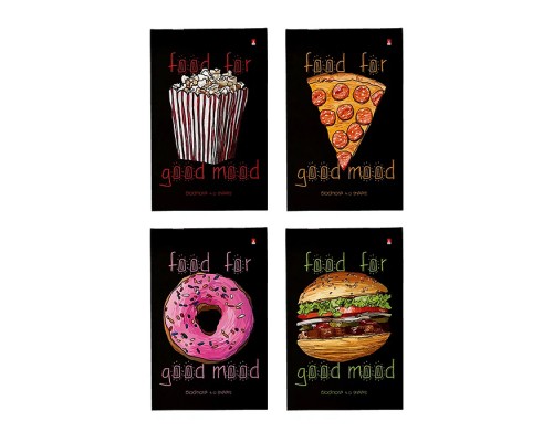 Блокнот А5 40 л. "Food in black" 4 вида